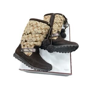 Coach Boots Women’s Size US6 Juniper 12CSIG Suede Signature in Brown